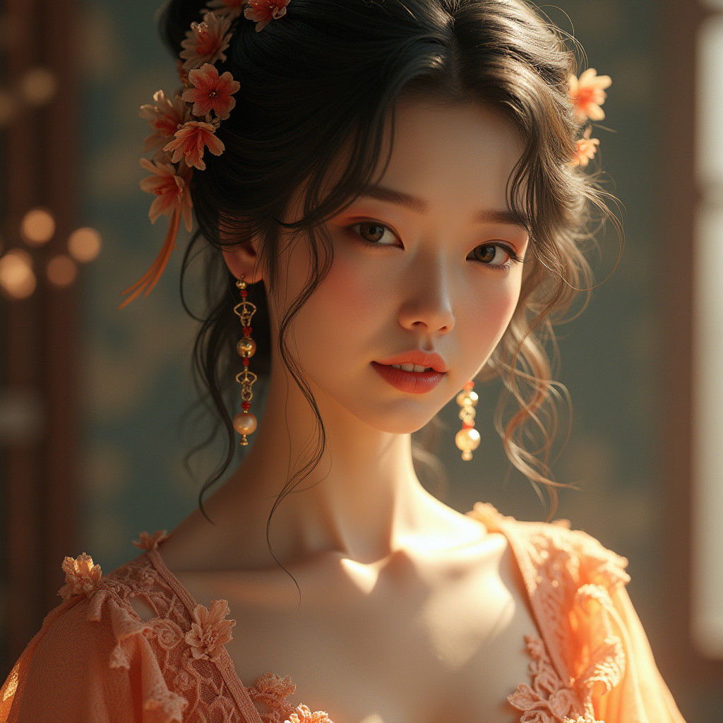Chinese Beauty in Art Nouveau Style, 8K