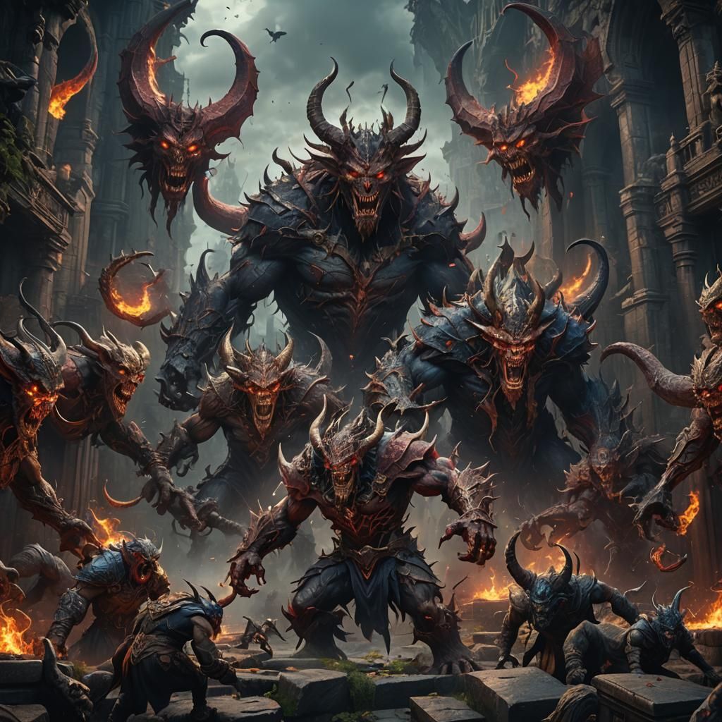 Fantastical Demons in Detailed Matte Painting