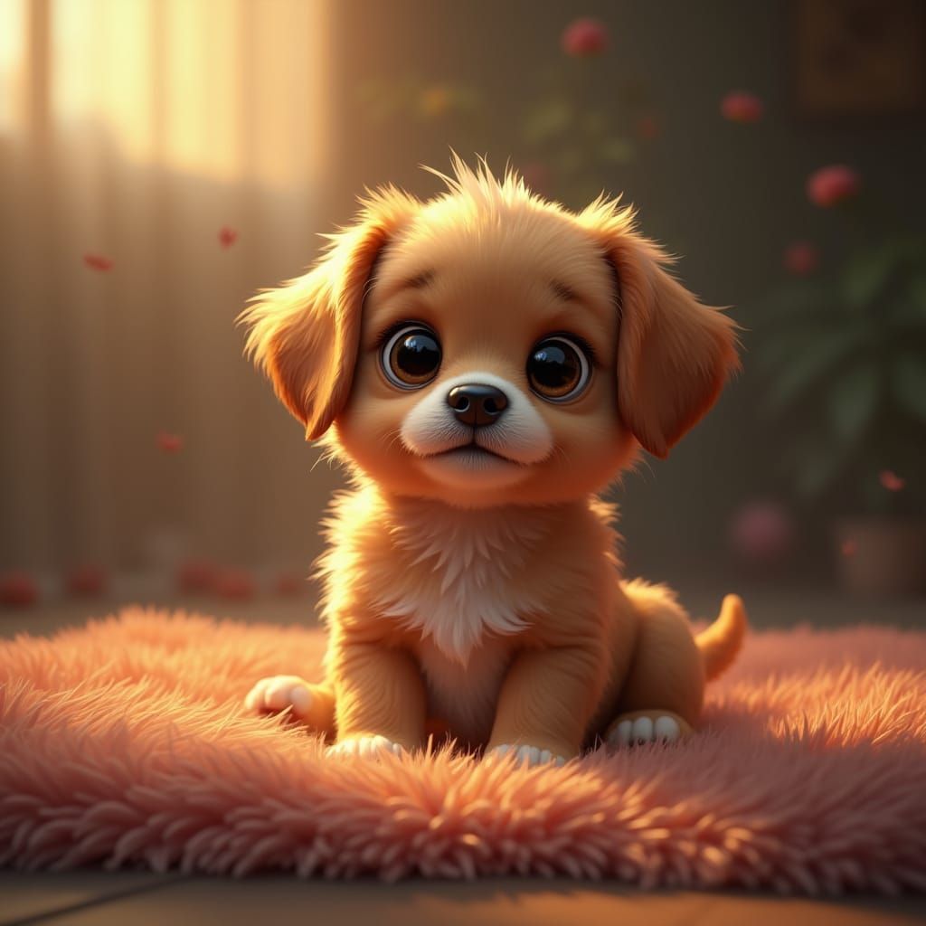 Surreal Puppy in a Velvet Haven