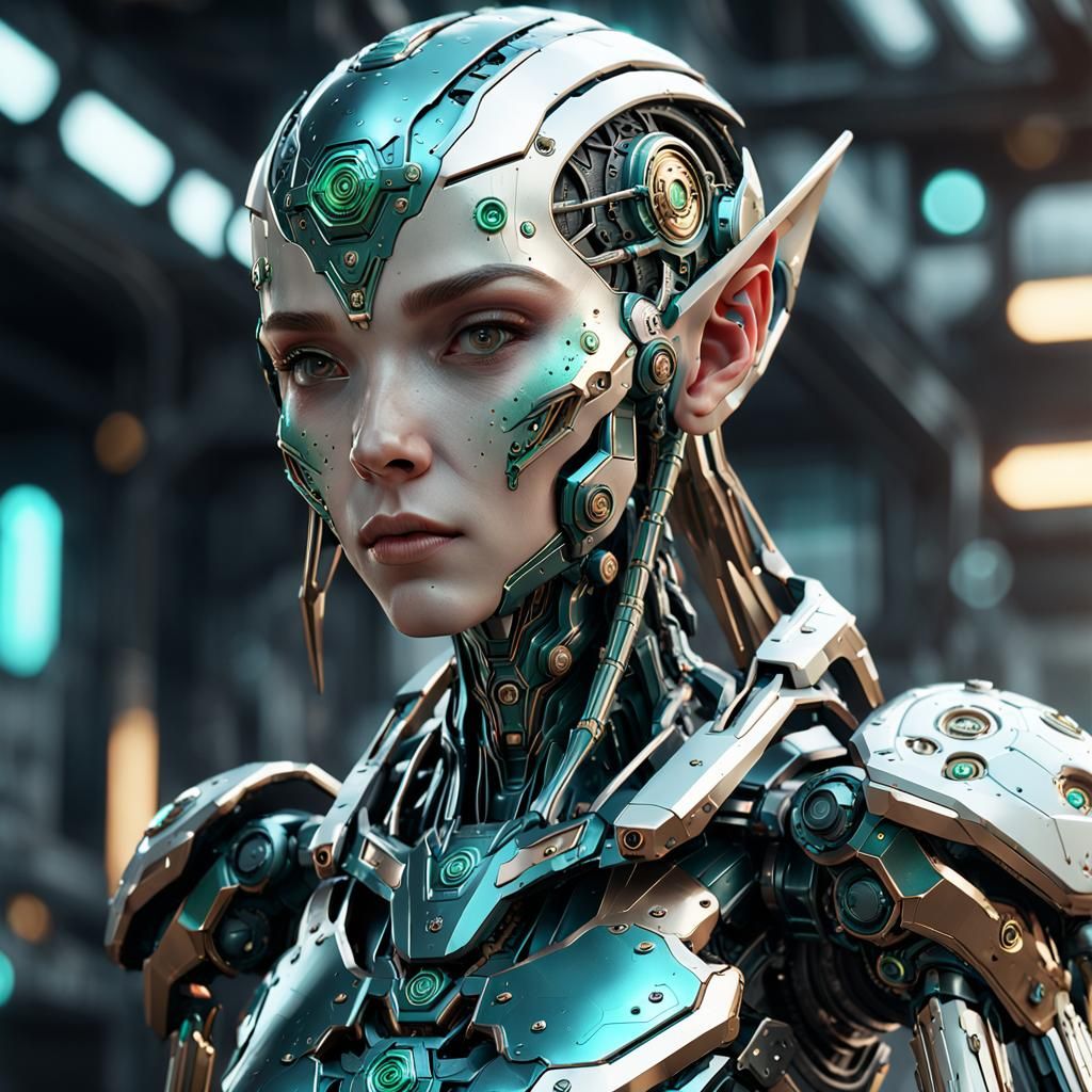 Epic Elf Cyborg, Futuristic Sci-Fi Art