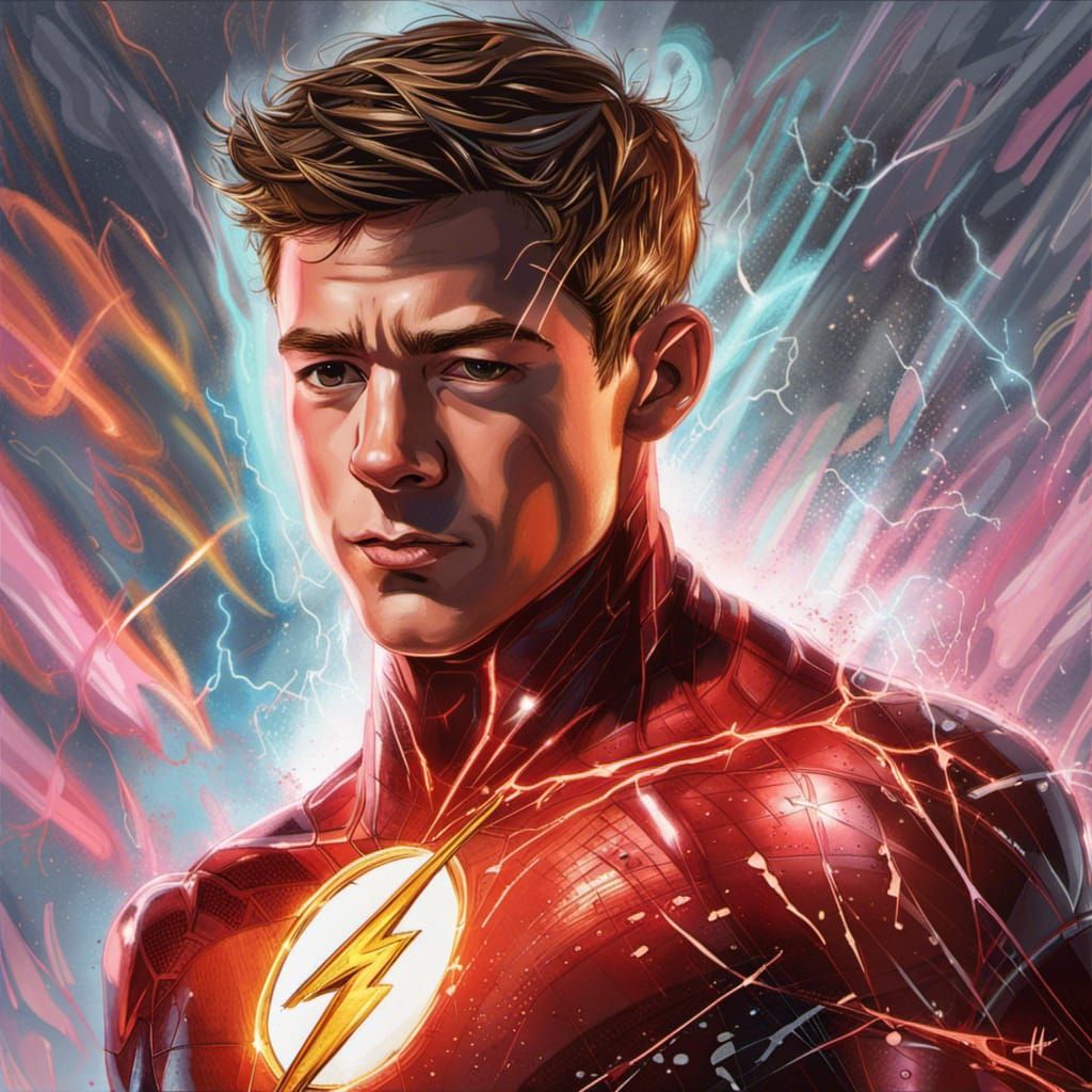 Hyperrealistic Barry Allen Splash Art Concept