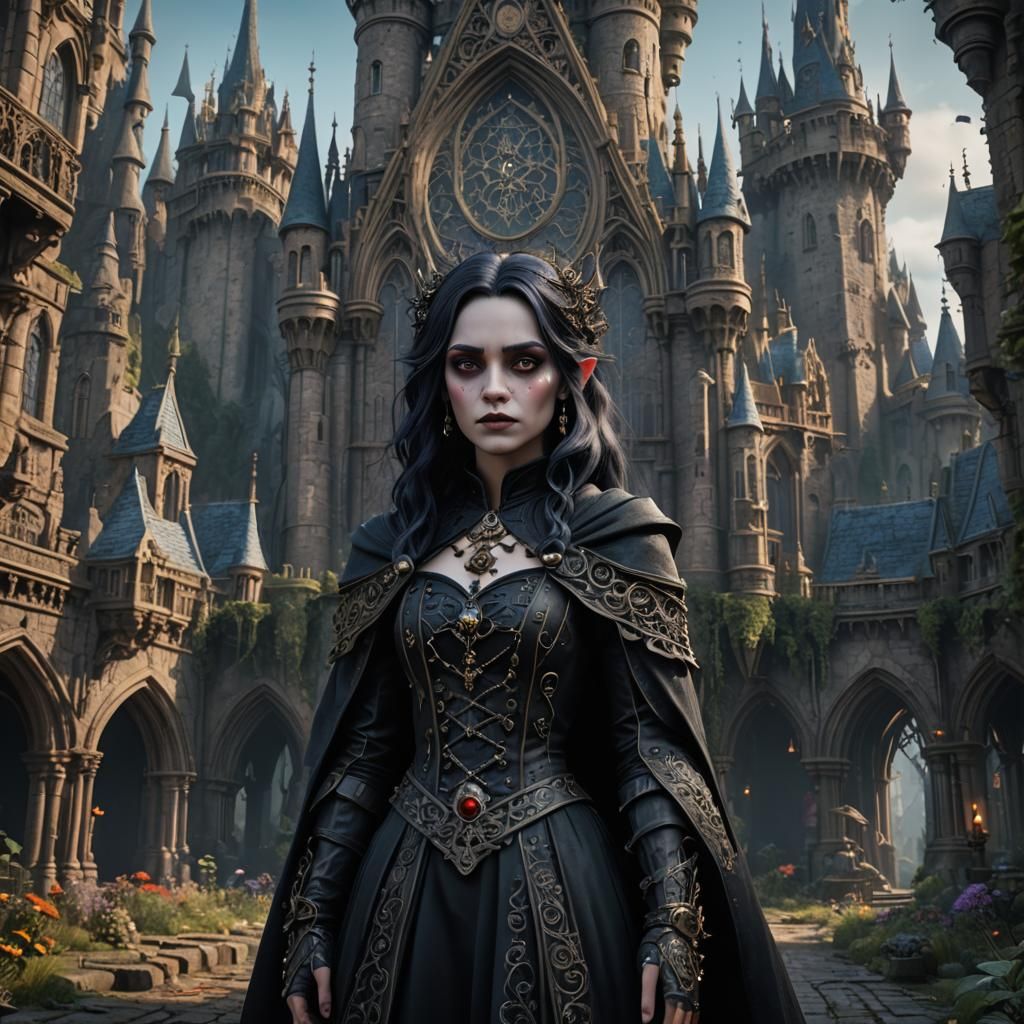 Gothic Disney Character as Detailed Matte Painting