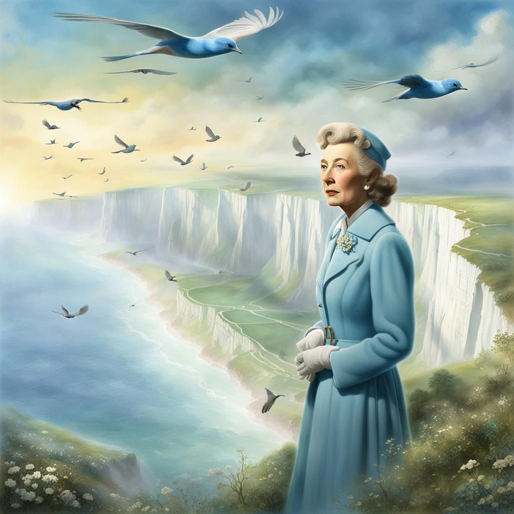 Vera as a Hologram above the Majestic White Cliffs of Dover