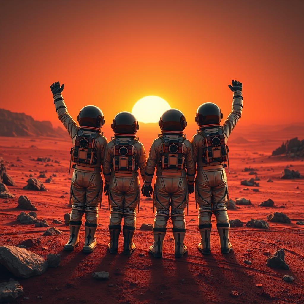 Triumphant Kids Stand on Martian Soil, Embracing Historic Ac...