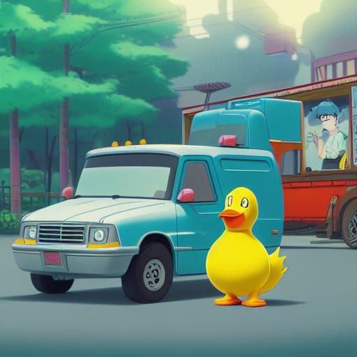 Rubber Duck Rides Truck: Anime Style