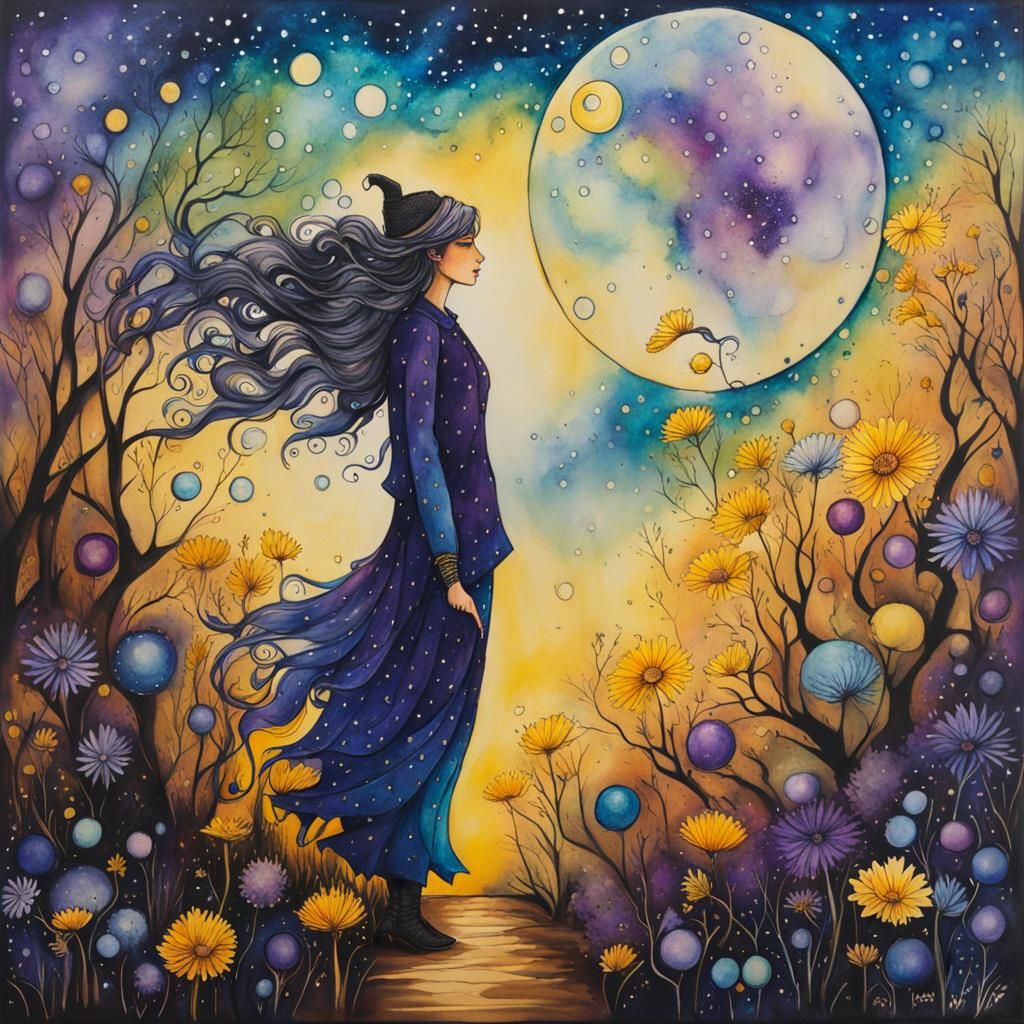 Starry Night Pipe Smoker in Fineliner and Inks