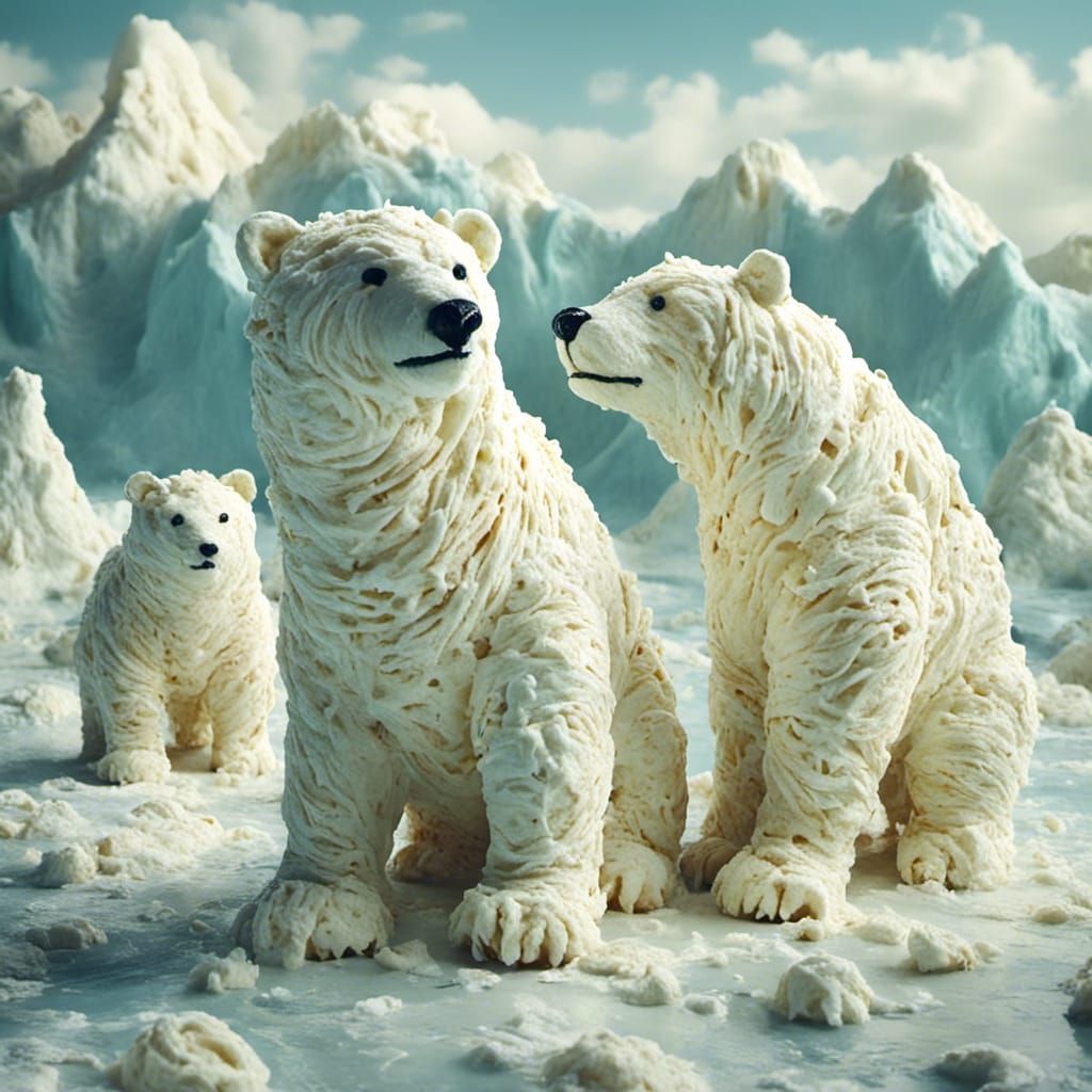 Ice Cream Polar Bear Family: Sweet Arctic Art