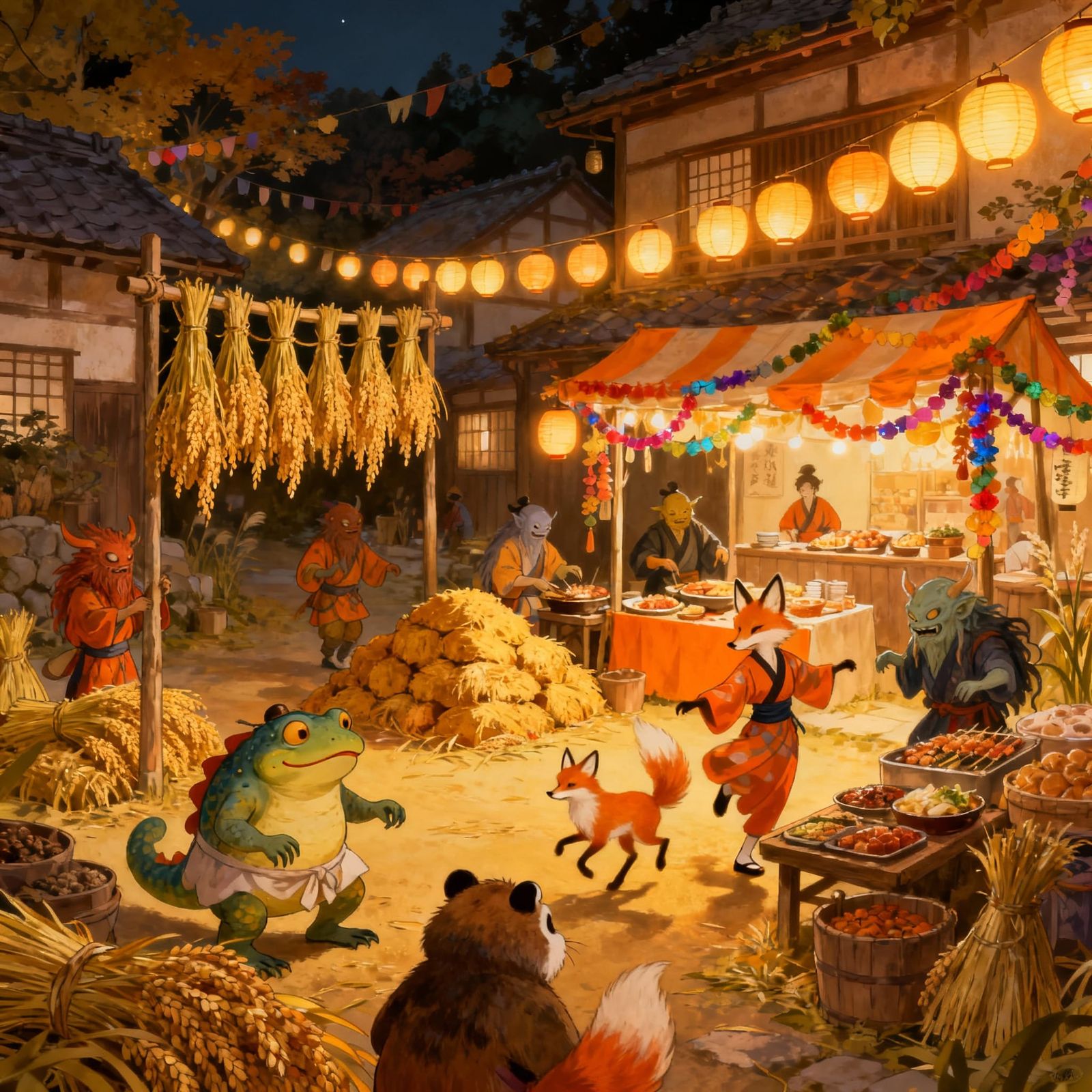 Japanese Yokai Village Harvest Festival Celebration