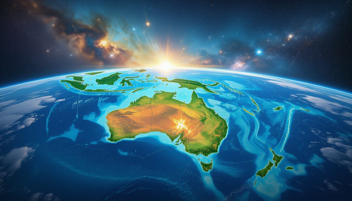 Vibrant Australia From Space in Hyperrealistic Style