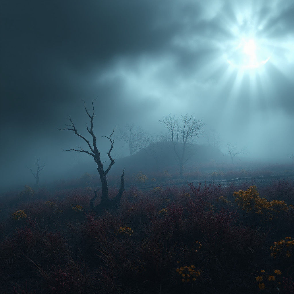 Dark Autumn Landscape in Dark Fantasy Style