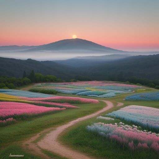 Italian Autumn Landscape with Mountains and Foliage