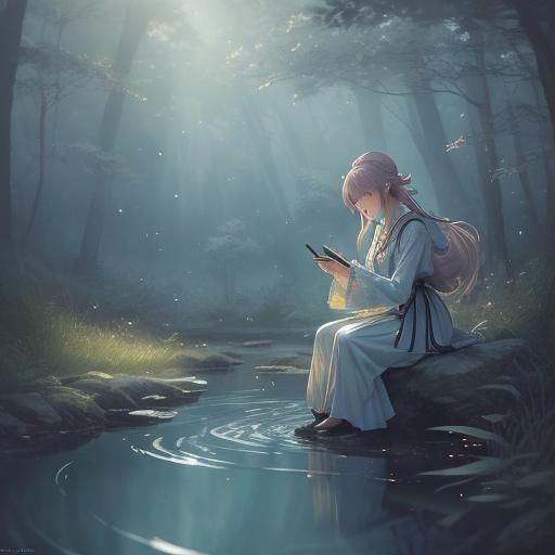 Mystical Anime Tarot Reading in Forest