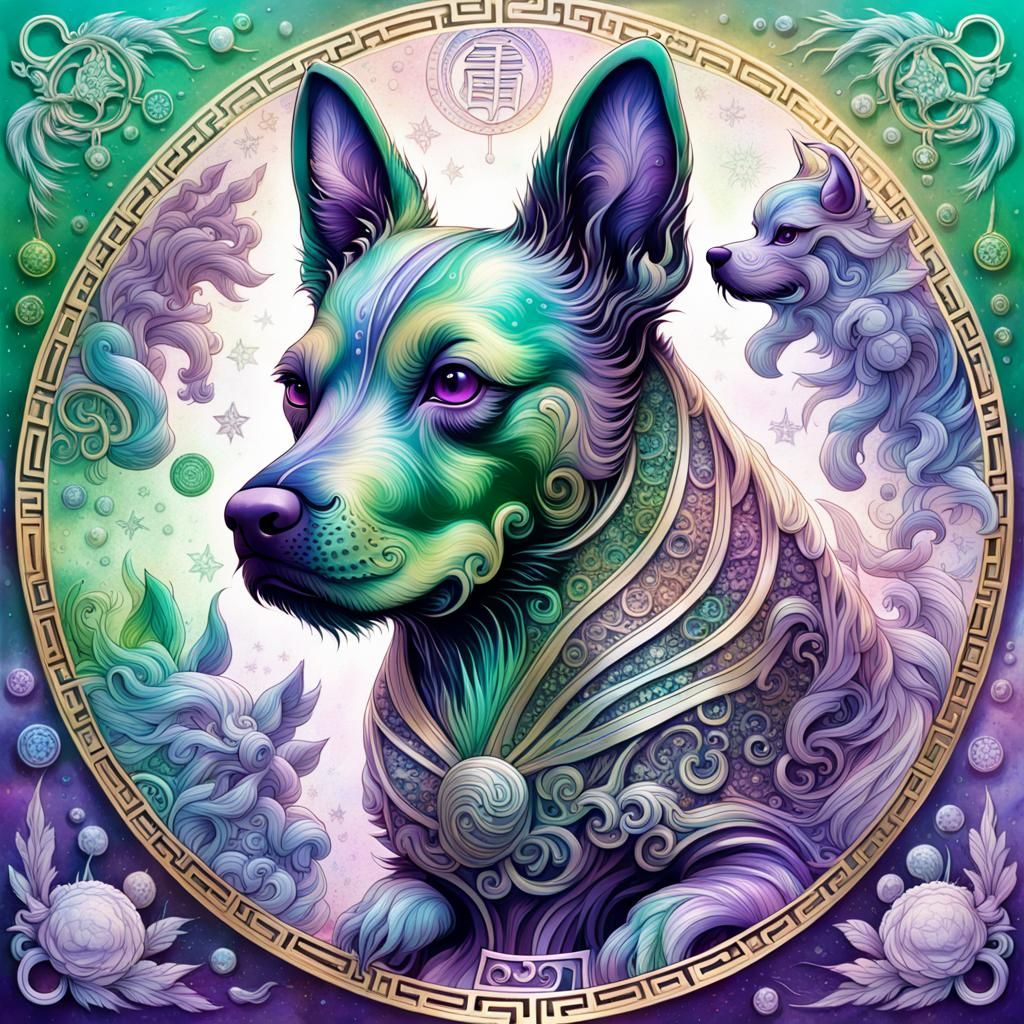 Crystal Chinese Zodiac Dog in Astral Colors