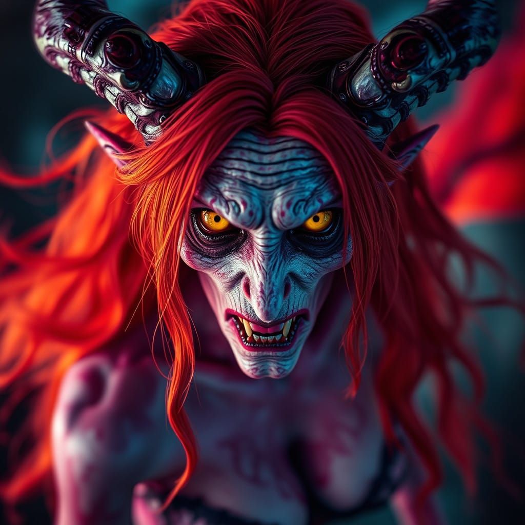 Sensual Granny Demon in Dark Fantasy Style