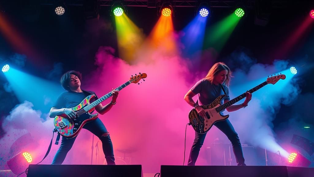 Electric Guitar vs Keytar in Graffiti Street Art