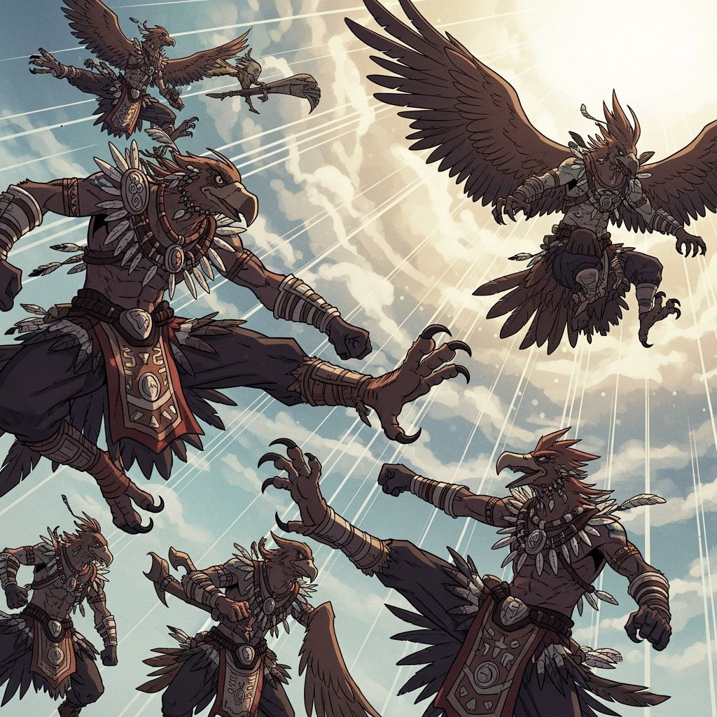 Birdfolk Nomads in Dynamic Manga Action