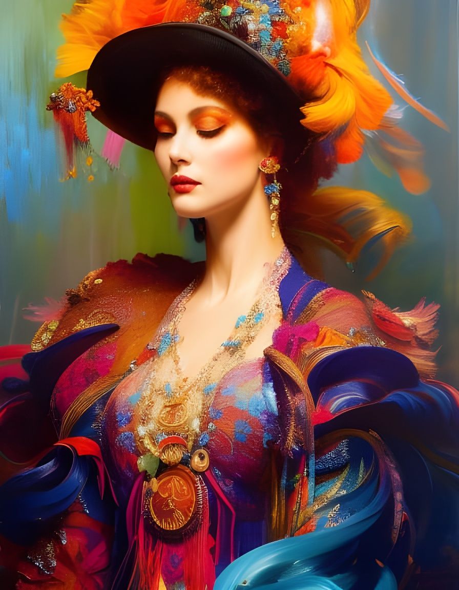 Vibrant Woman Emerges: Acrylic Pouring Portrait