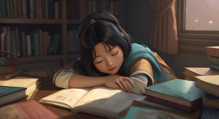 Asian-American Princess Sleeping: Pixar Style 3D Art