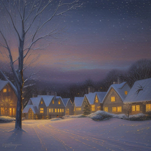 Winter Wonderland Scene in Impressionist Oil Painting Style