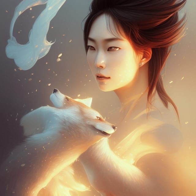 Ethereal Fox Spirit Woman Portrait