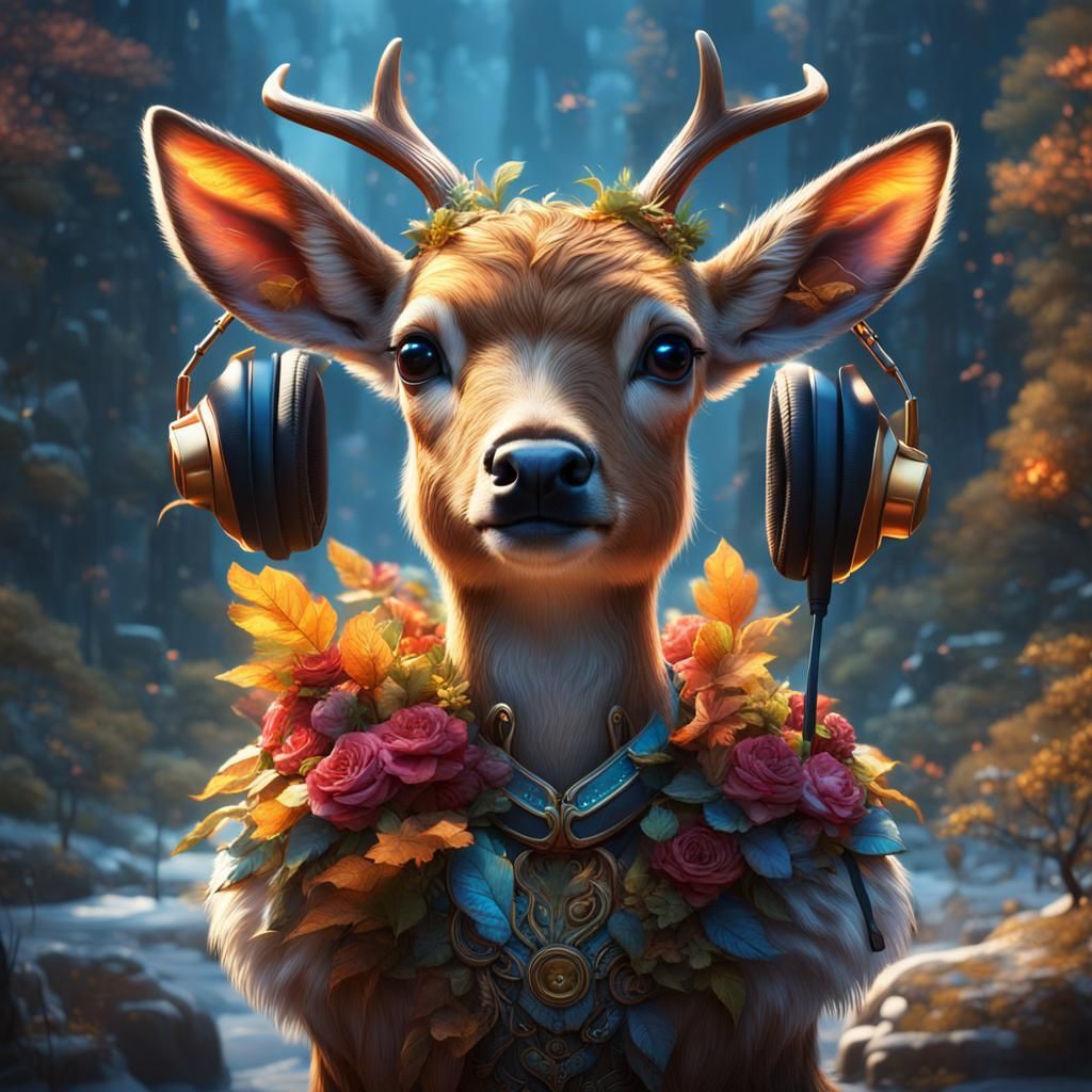 Fawn Listens to Music: Detailed Matte Painting
