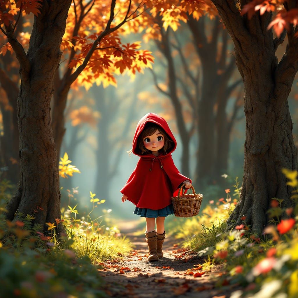 Little red riding hood. By artist "anime", 3d anime art, inspired by WLOP, Artstation, #genshinimpact pixiv, extremely d...