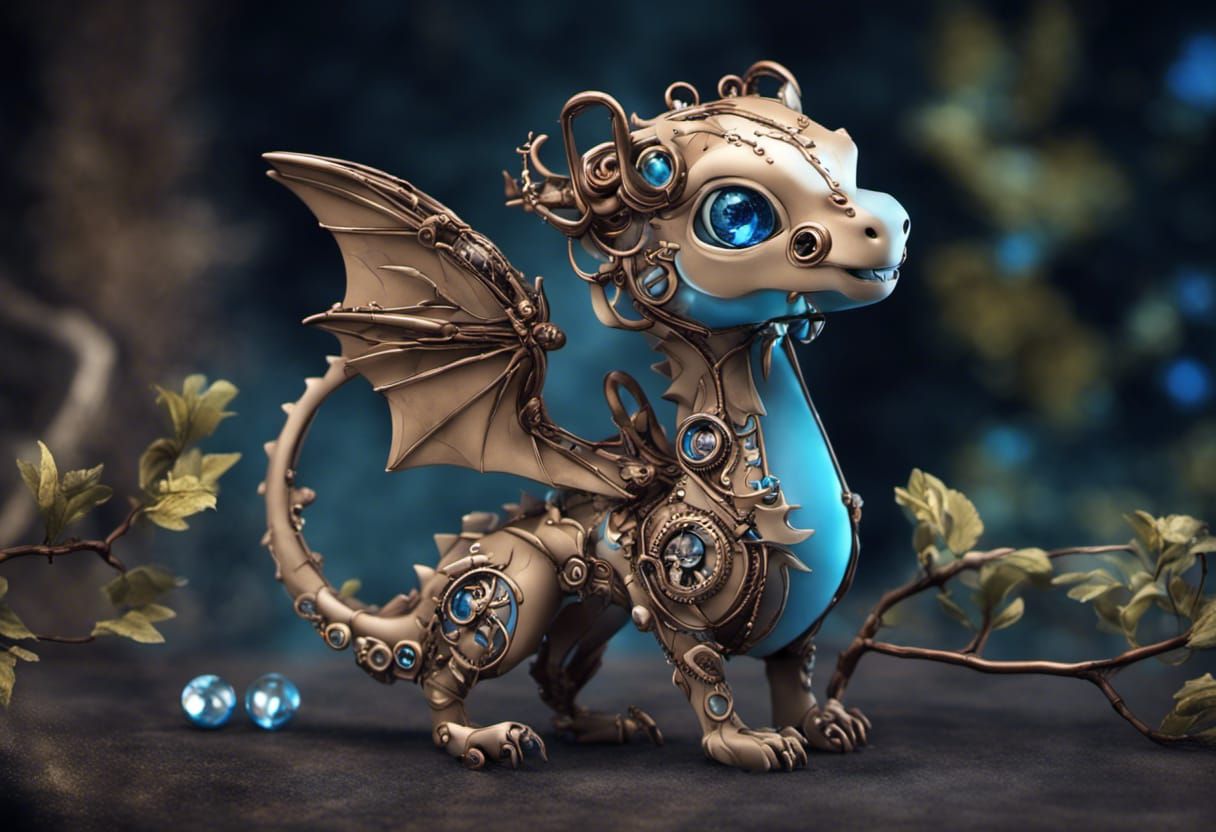 a cute steampunk dragon