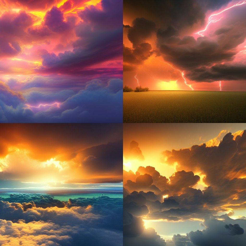 Radiant Sunset Clouds in Hyperdetailed Concept Art