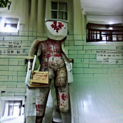 Empty Hospital Corridor with Fluorescent Lighting