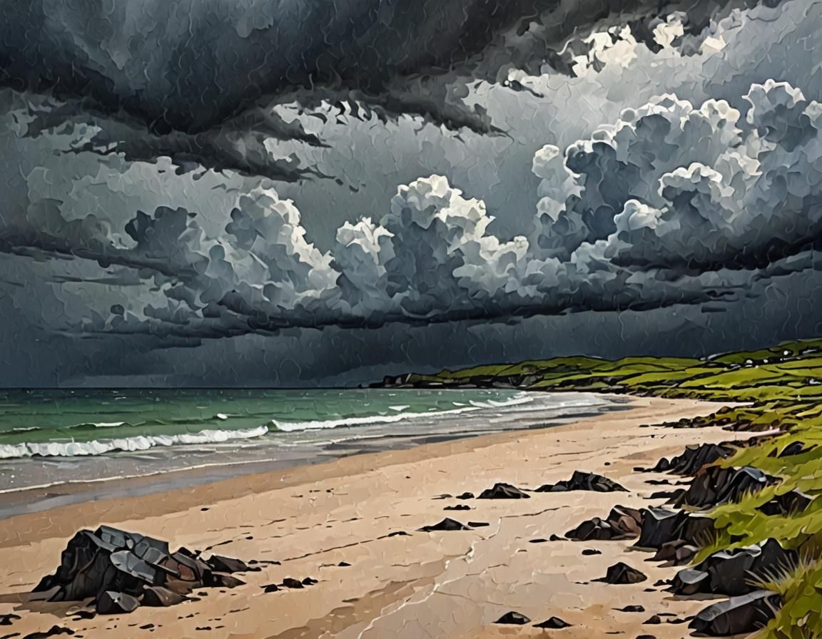 Camusdarach Beach Scotland with stormy sky