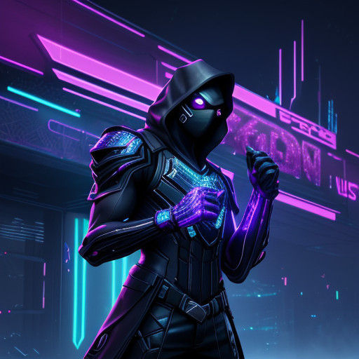 Cyberpunk Assassin in a Neon Cityscape