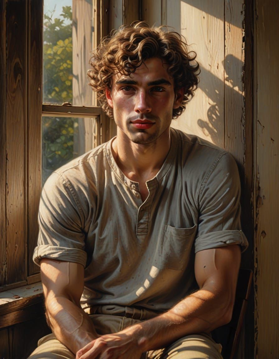 Romantic Realism Portrait of a Handsome Young Man