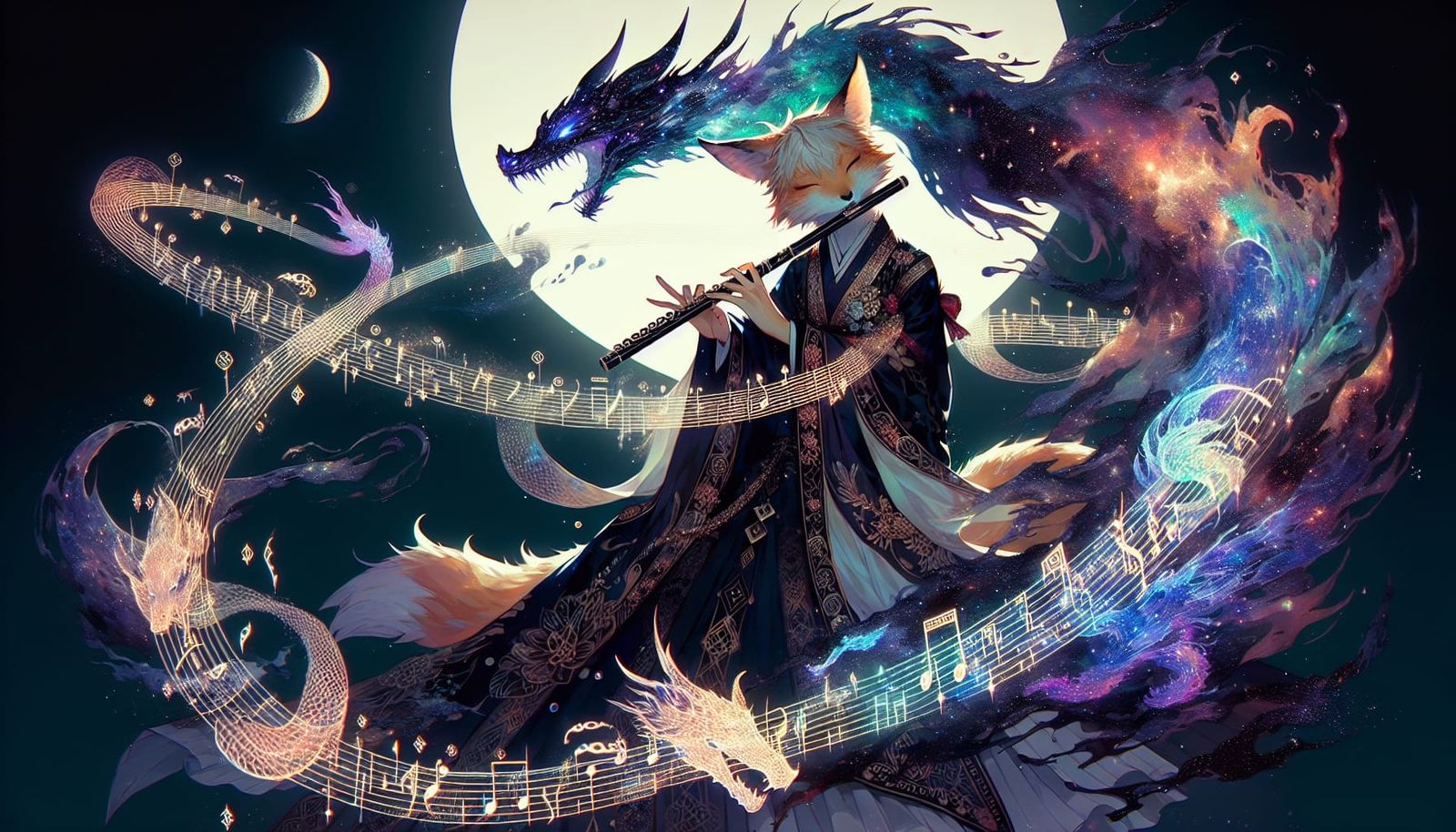 Anime Fox Charmer Conjures Cosmic Dragons