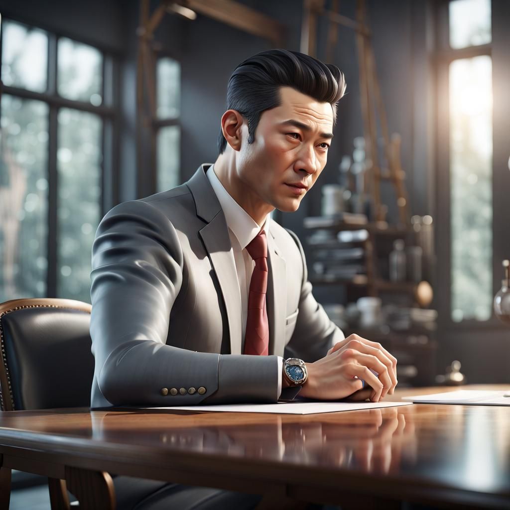 Hyperrealistic Portrait of Chinese Professional, 3D Render