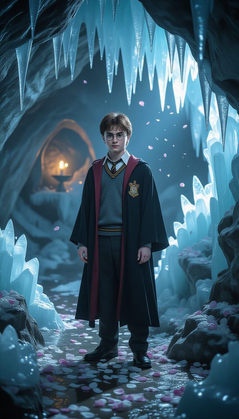Harry Potter in Mystical Ice Grotto, Cinematic Unreal Engine...
