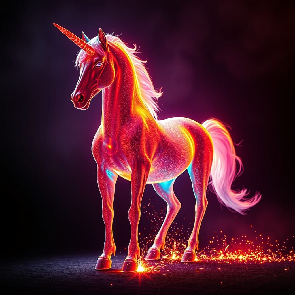 Majestic Unicorn Sculpted by Plasma Cutter in Cyberpunk Styl...