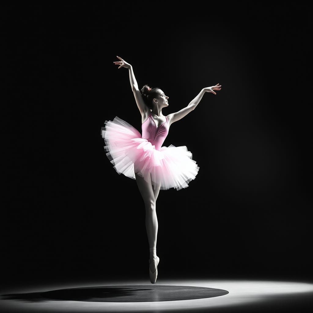 Ballerina in a Spotlight Dance