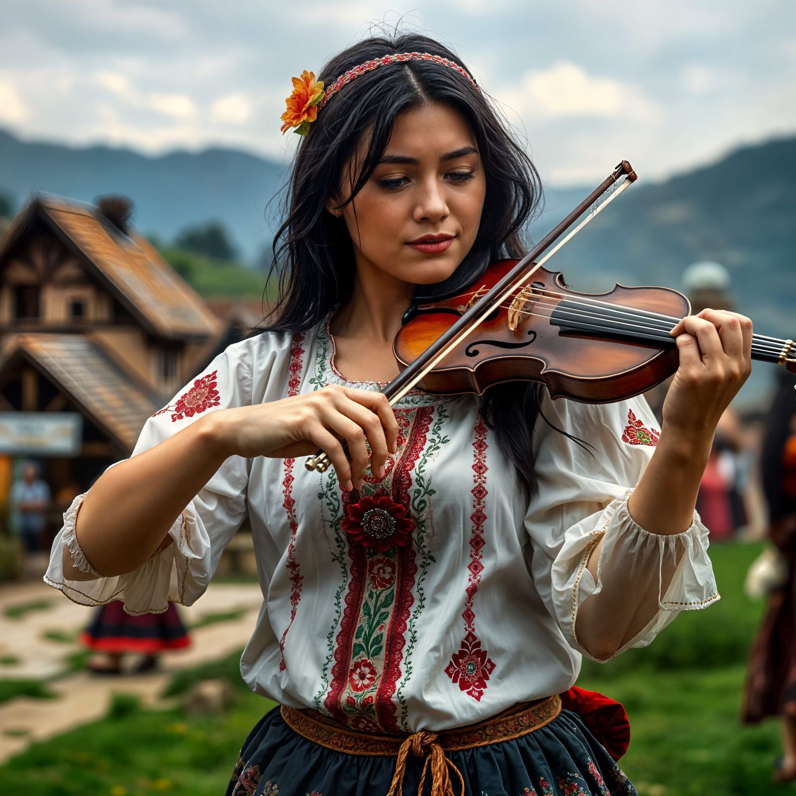 Romantic Romanian Folk Musician in Transylvanian Splendor