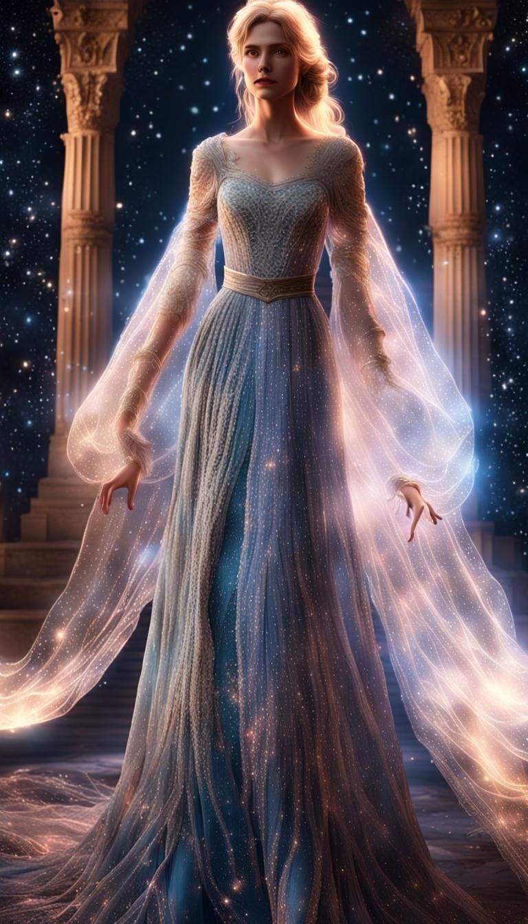 Woman in Star Gown: Epic 3D Videogame Graphics