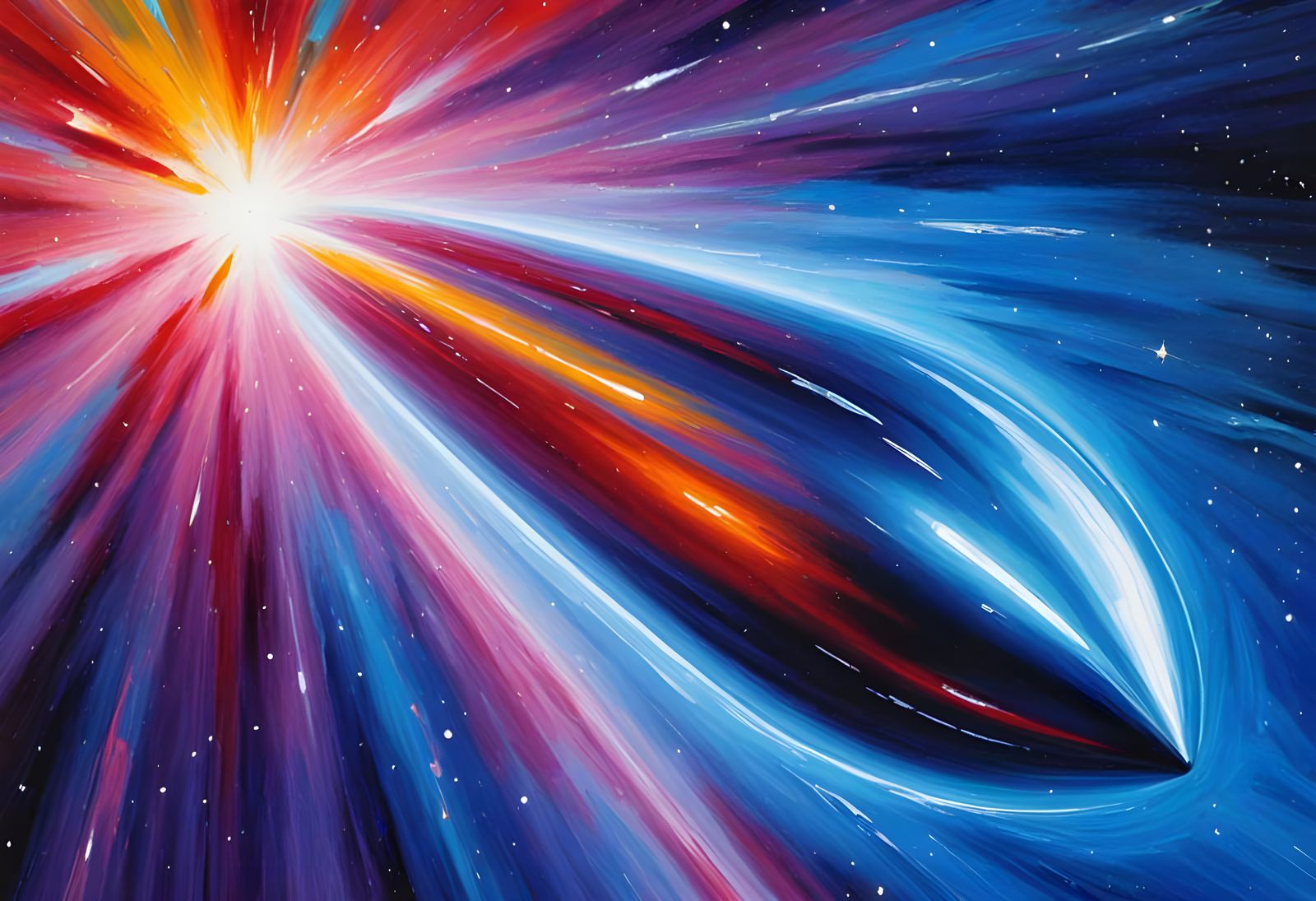 Surreal Cyberpunk Landscape with Fiery Glowing Vortex