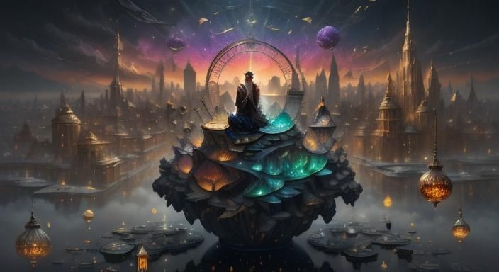 Surreal Woman Floating in Dreamscape Digital Art