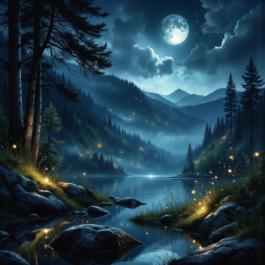 Spectacular Nordic Night Fantasy Scene
