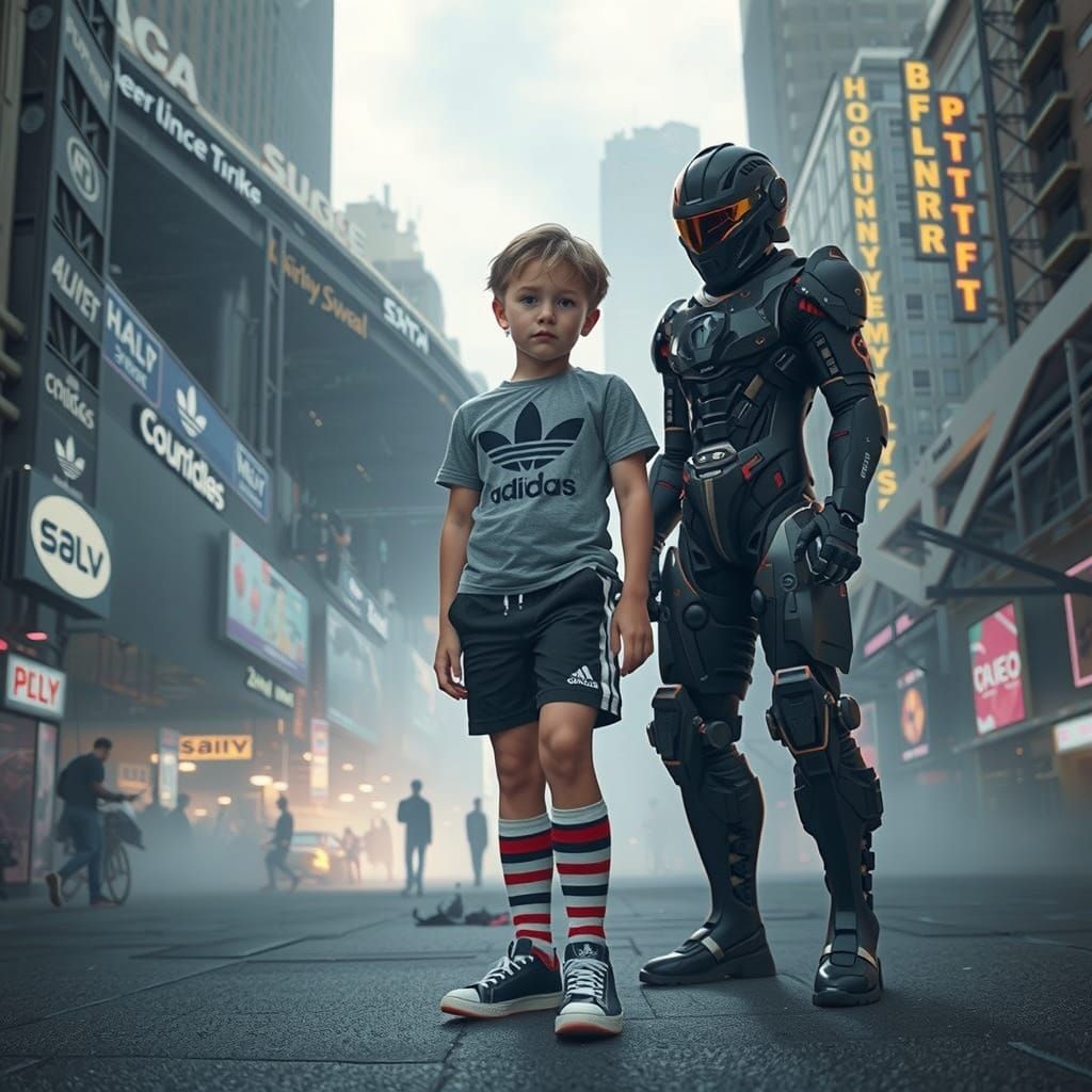 Cyberpunk Supersoldier in Dystopian Metropolis