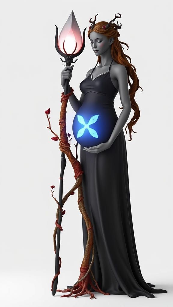 Goddess of Balance and Harmony in Crimson and White