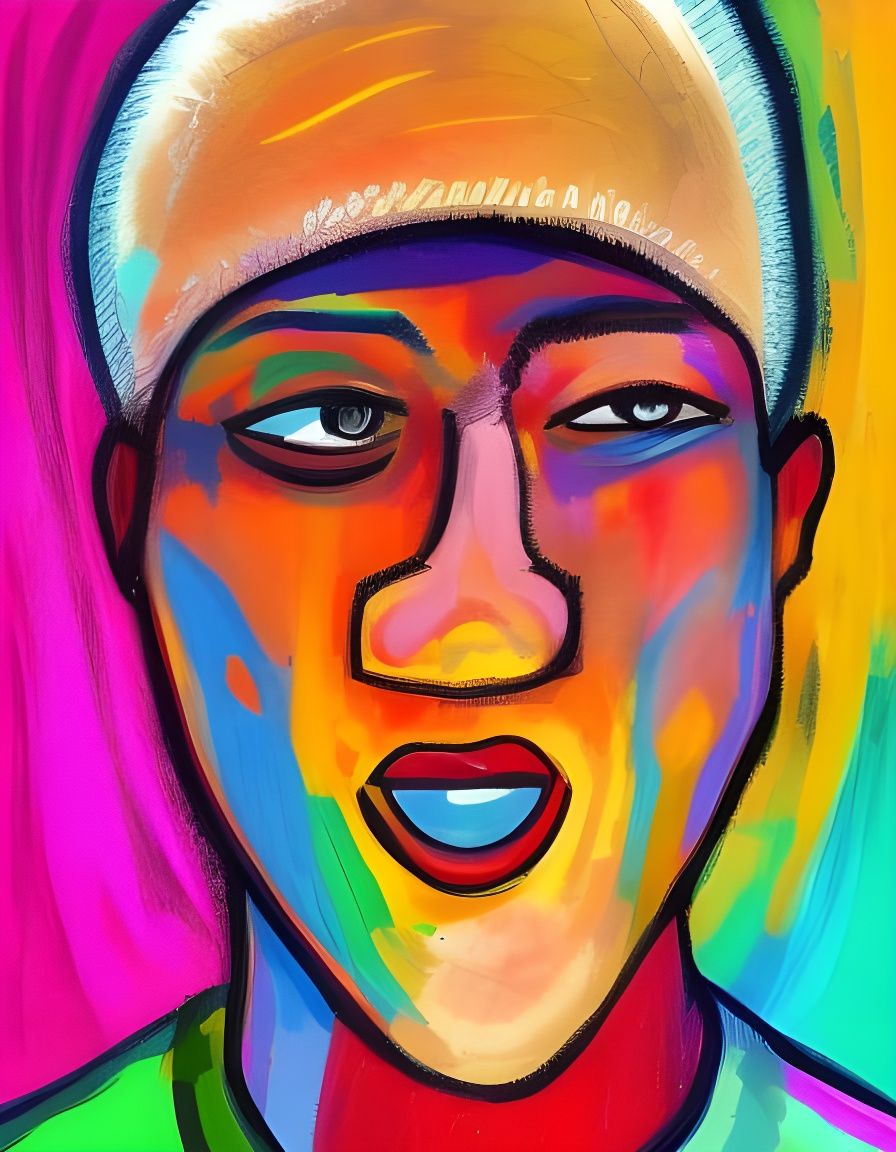 Extroverted Personality in Vibrant Expressive Portrait