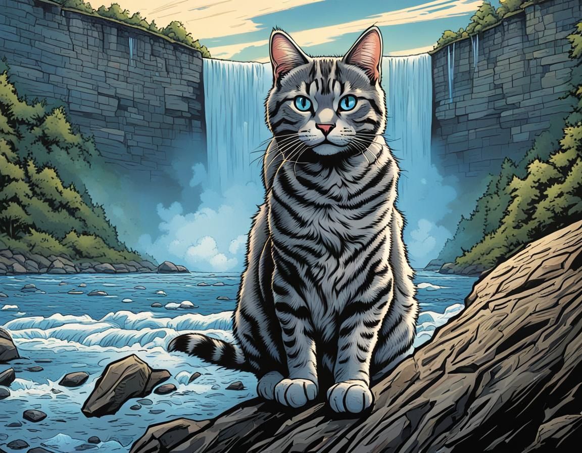 Grey tabby cat sightseeing in Ontario Canada