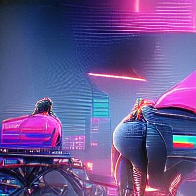 Synthwave Neon Landscape in Retro Style