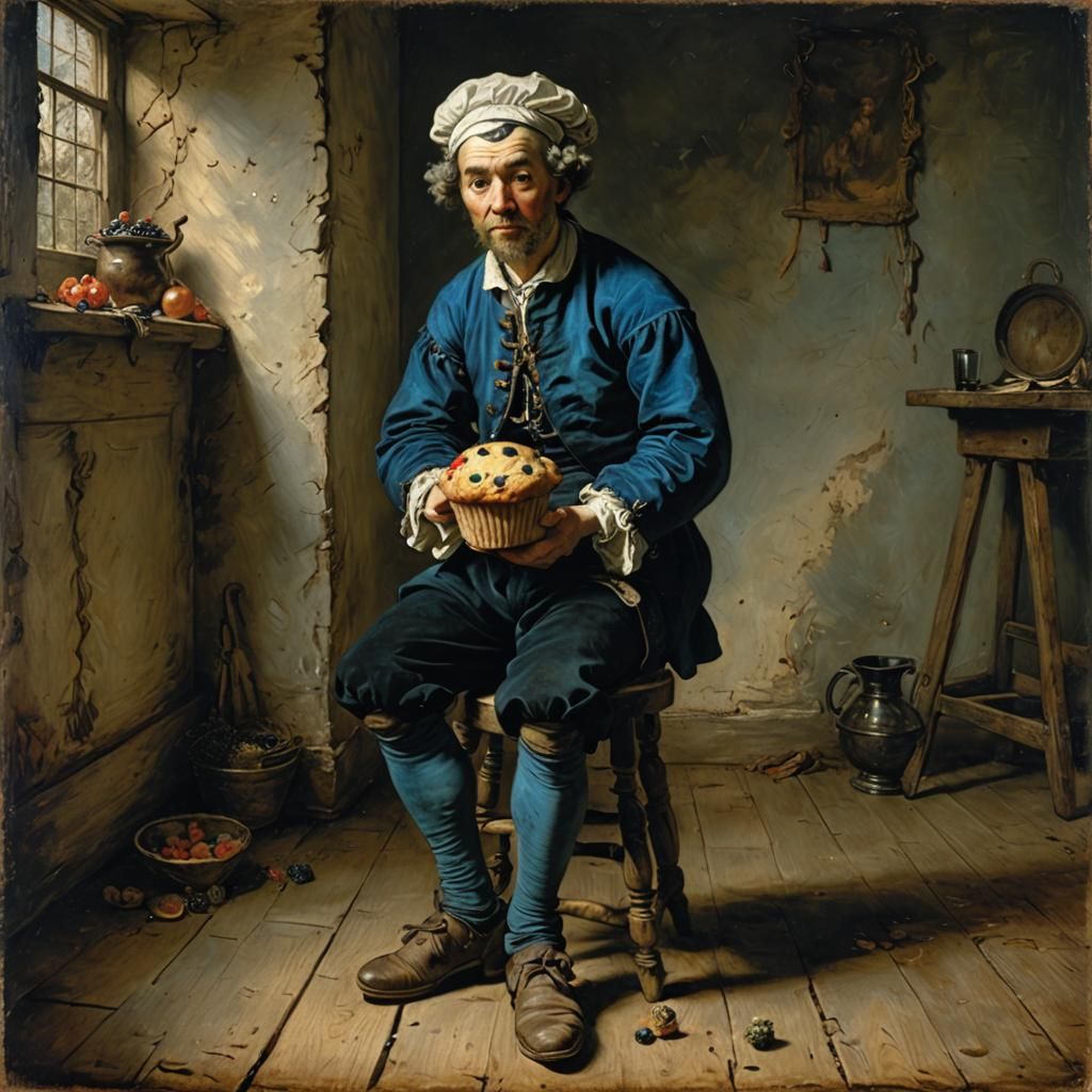 Blueberry Muffin in the Style of Old Masters