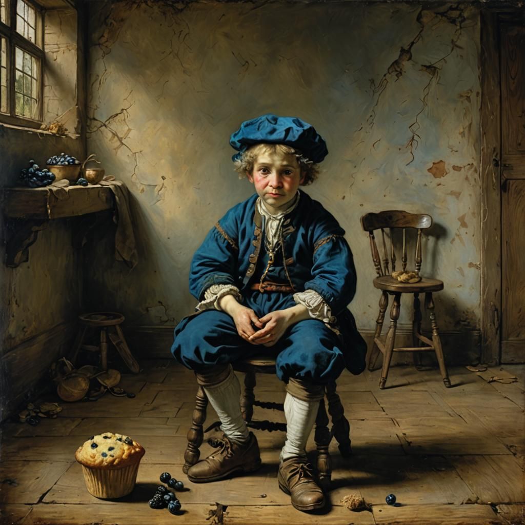 Blueberry Muffin in Old Room: Classic Painting