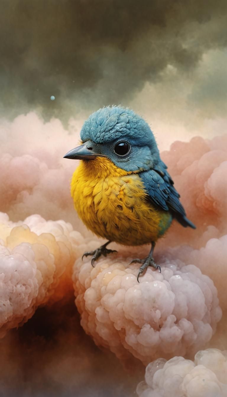 Bird Splash Art in Dark Surrealist Style